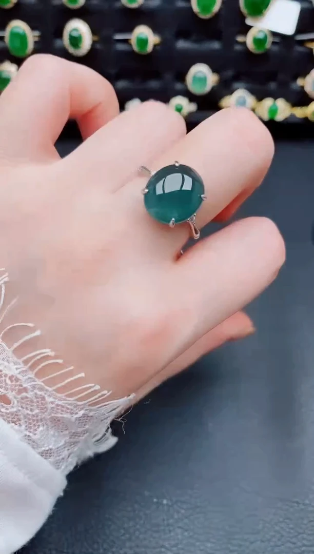 【闪购商品】翡翠戒指银S925镶嵌天然a货翡翠147
