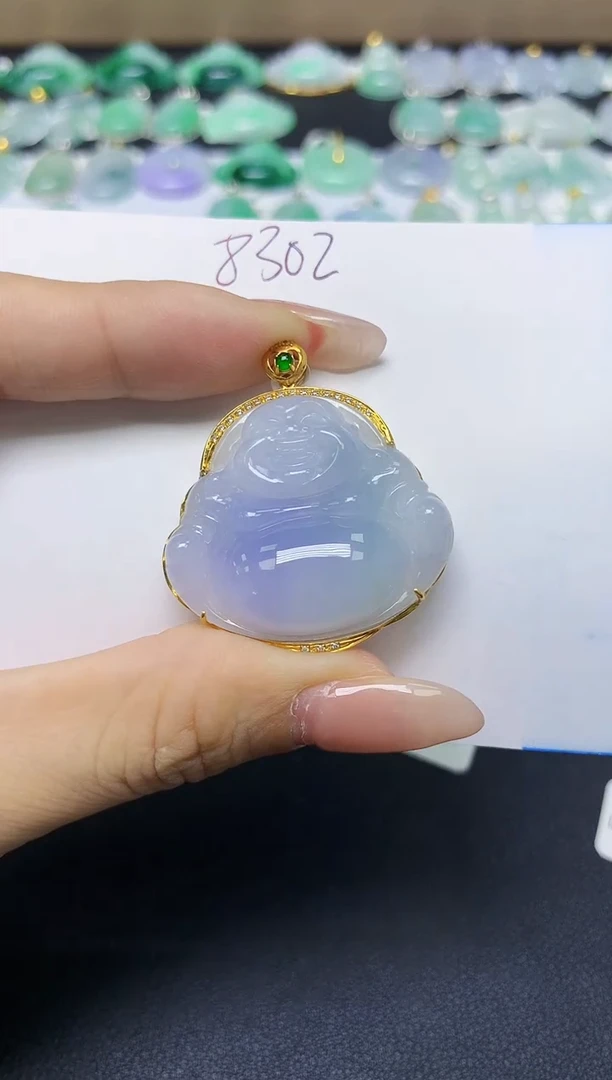 翡翠18K金镶嵌颈饰 天然缅甸翡翠A货
