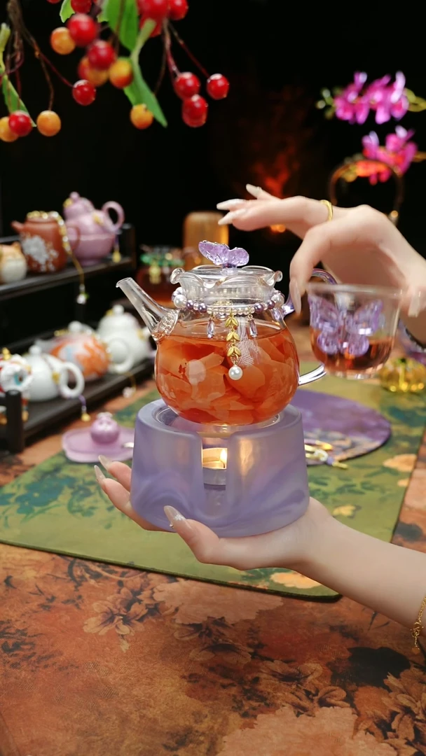 【闪购商品】紫色温茶台+茶壶+链子+杯子