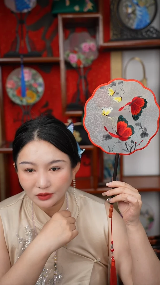 刺绣团扇双面绣花