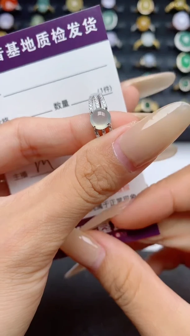 翡翠戒指银S925镶嵌.