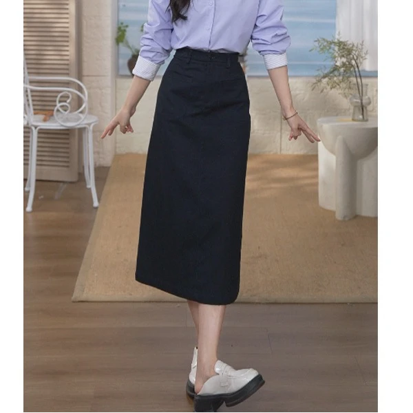 【年终狂欢季】茵曼25秋季巴恩风刺绣半身裙时尚简约百搭A字中长裙