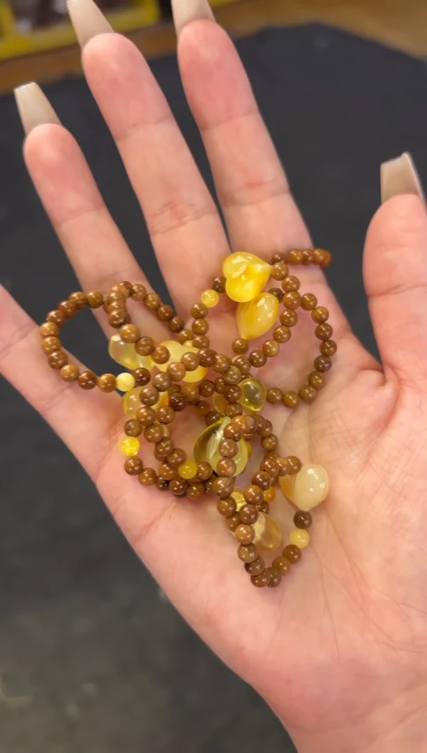 未镶嵌蜜蜡手链蜜蜡【桃心】戒指