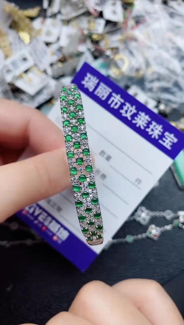 银S925镶嵌戒指翡翠1