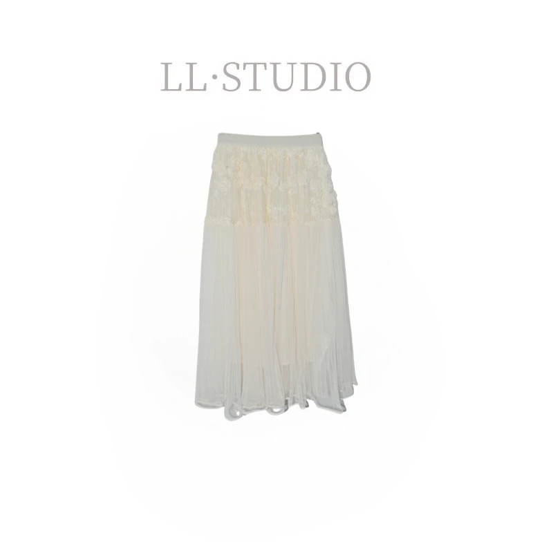 妙兮·LL春季新款时尚气质甜美设计感小众重工网纱半身裙*20250243