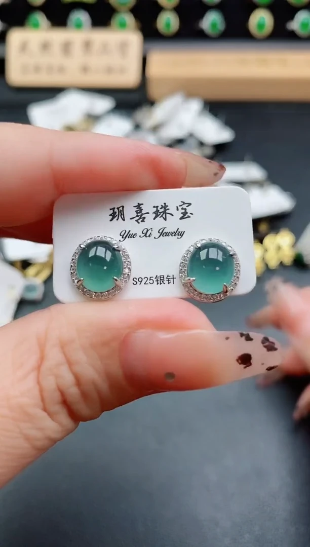 银S925镶嵌戒指翡翠1