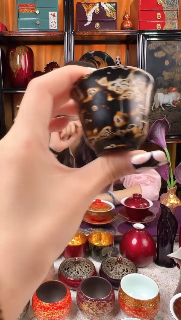 黑金一口杯-太古大漆