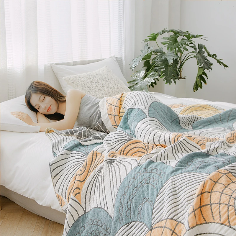 纯棉纱布毛巾被加大加厚双人全棉纱布被子成人简约