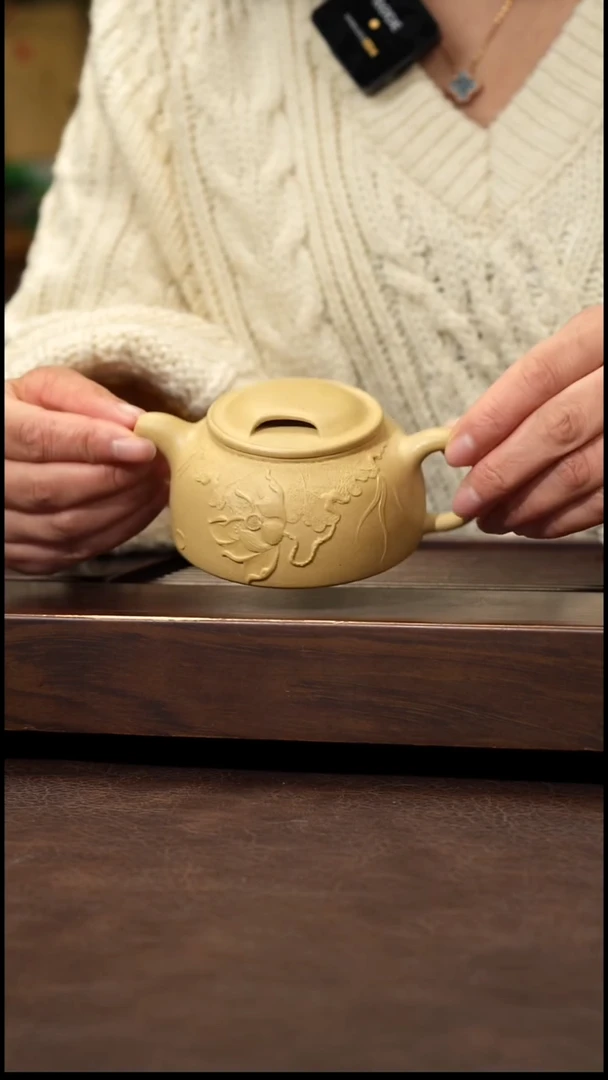 茶壶紫砂本绿泥绘牛盖180cc左右
