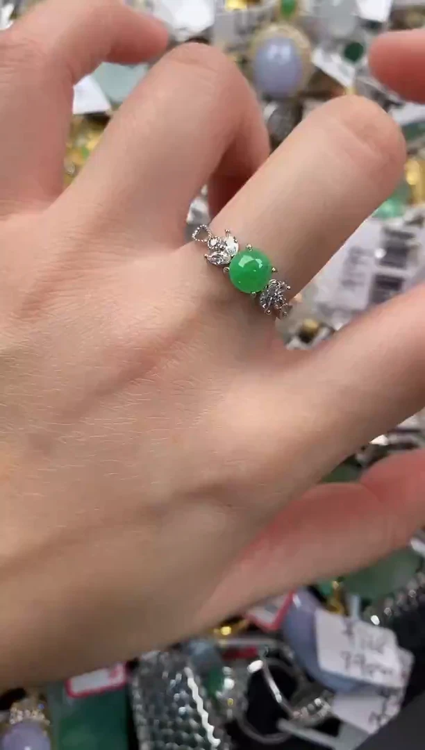 银S925镶嵌戒指翡翠111            3