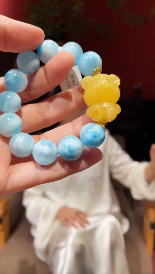 未镶嵌针钠钙石（海纹石）手链海纹石