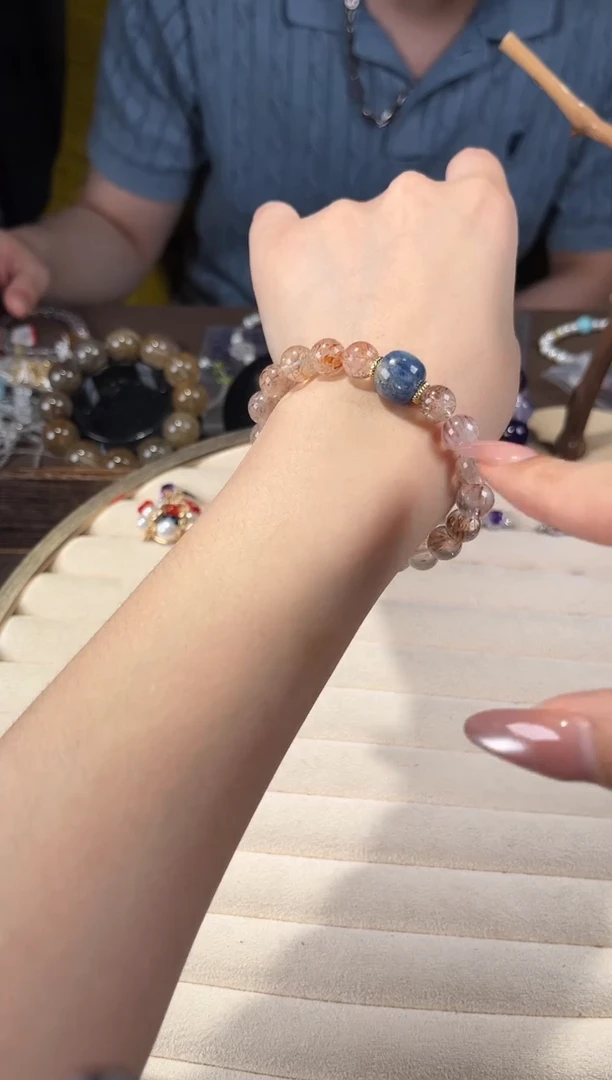 手链未镶嵌水晶黑金超蓝晶桶珠