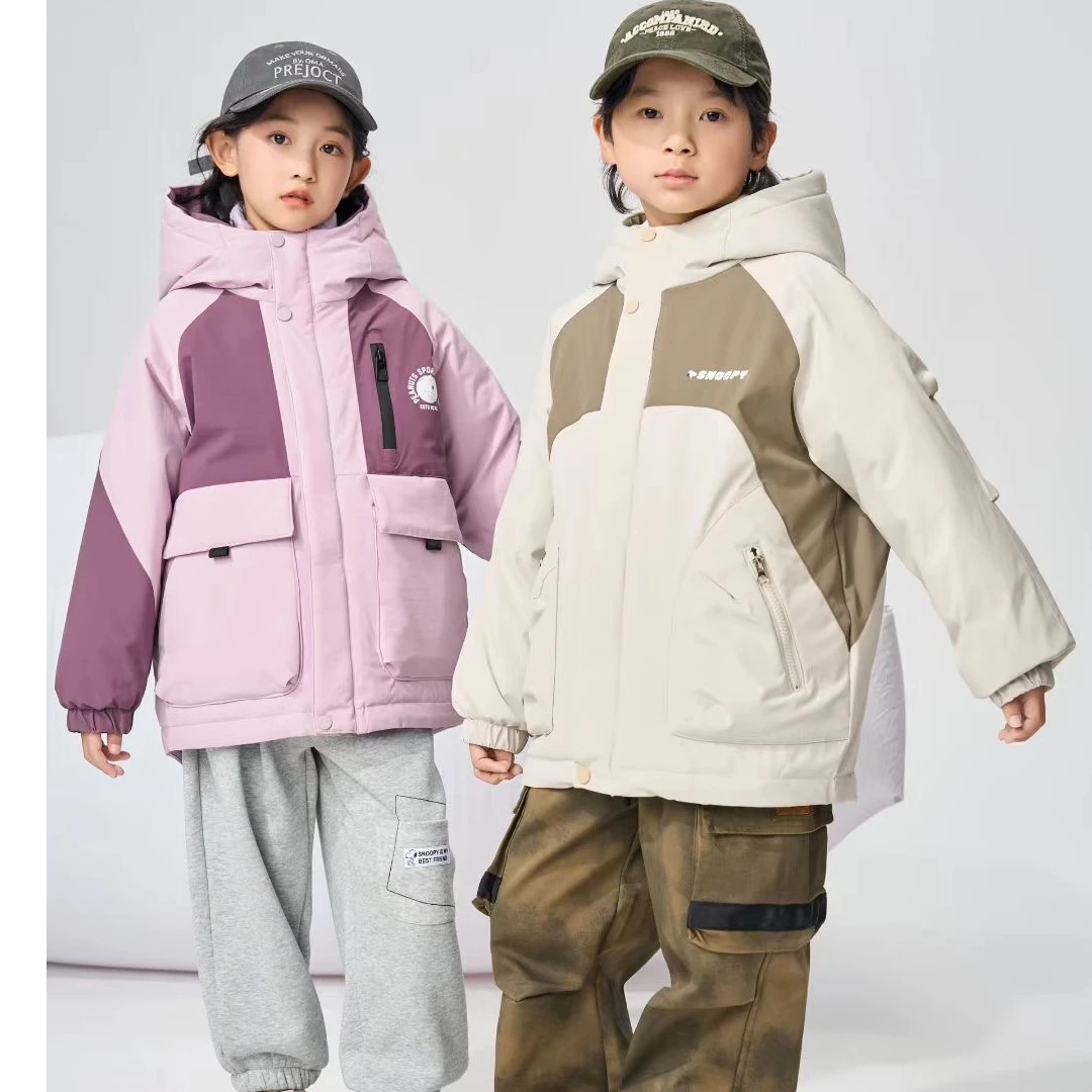 冬季女童拉链短款拼色保暖羽绒服2025新款花色【120-170】
