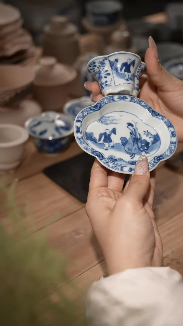 摆件陶景德镇陶瓷摆件教子海棠套