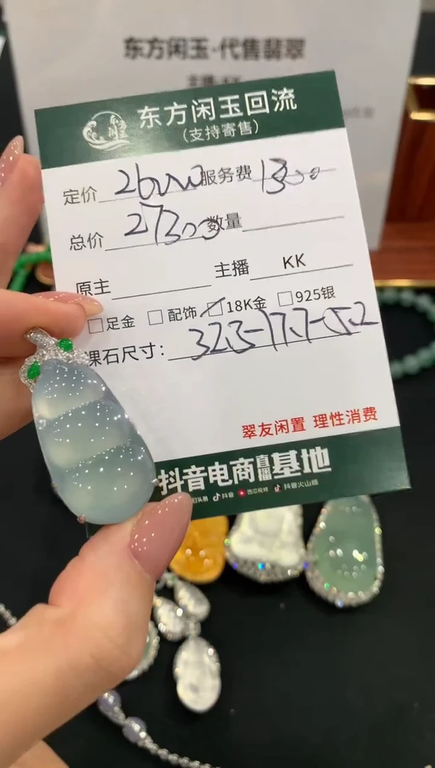 吊坠(不含链)18K金镶嵌翡翠豆子不退换