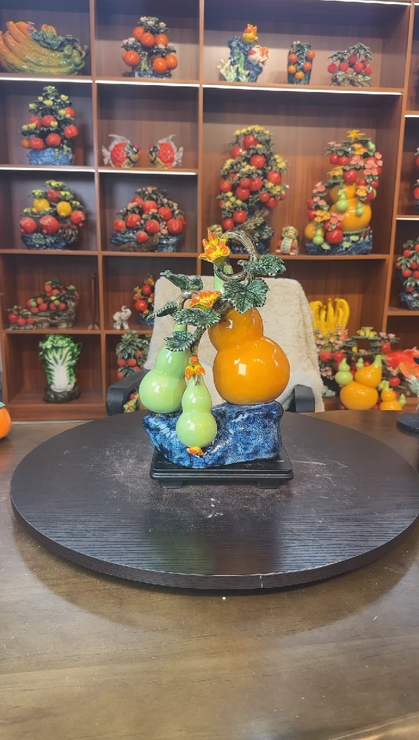陶瓷大三葫芦陶瓷摆件