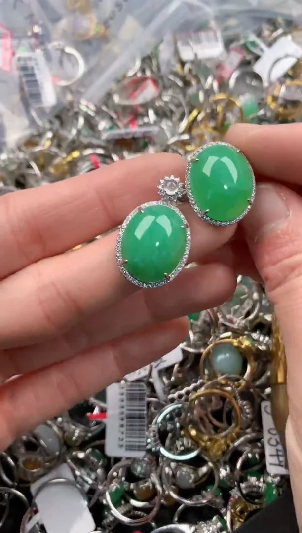 银S925镶嵌戒指翡翠222   3