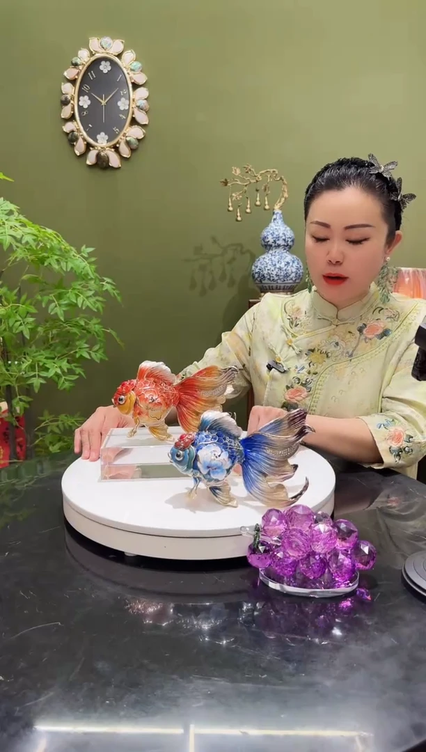 合金珐琅彩 一对金鱼