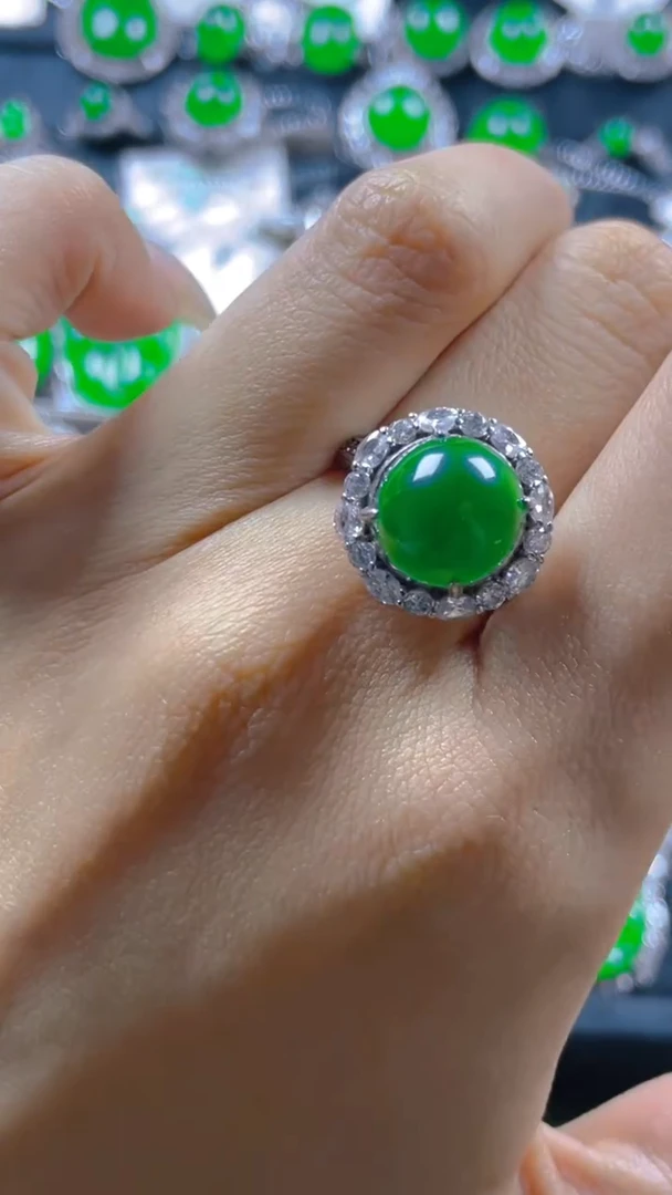 银S925镶嵌戒指翡翠11