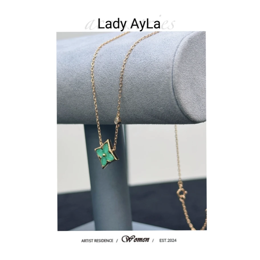 坠链均925银 老花天河绿项链AL405/AL351