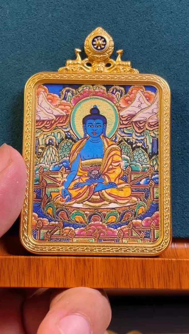 吊坠手绘唐卡《药师》