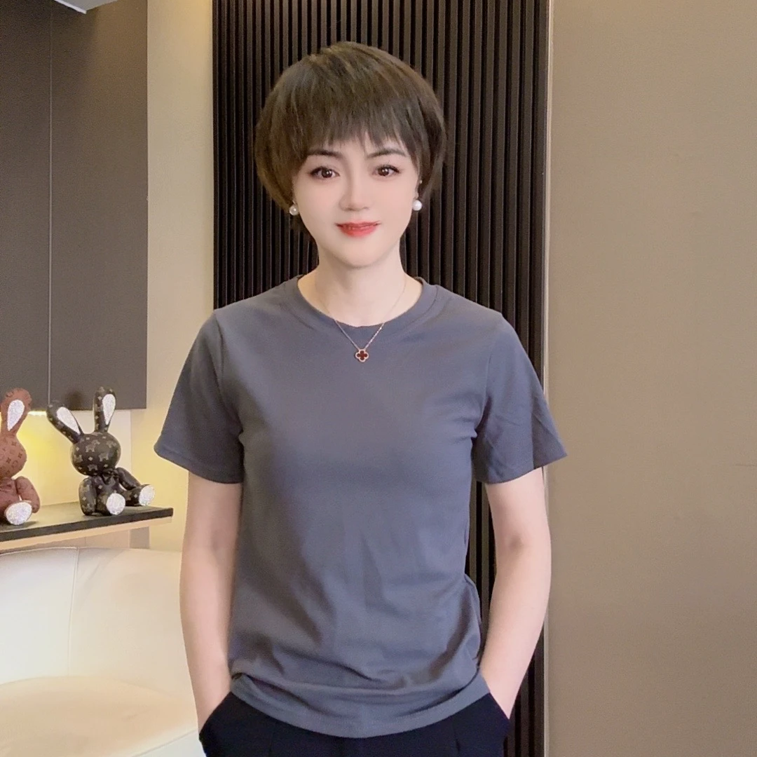 2025年新款圆领纯色百搭打底衫1002