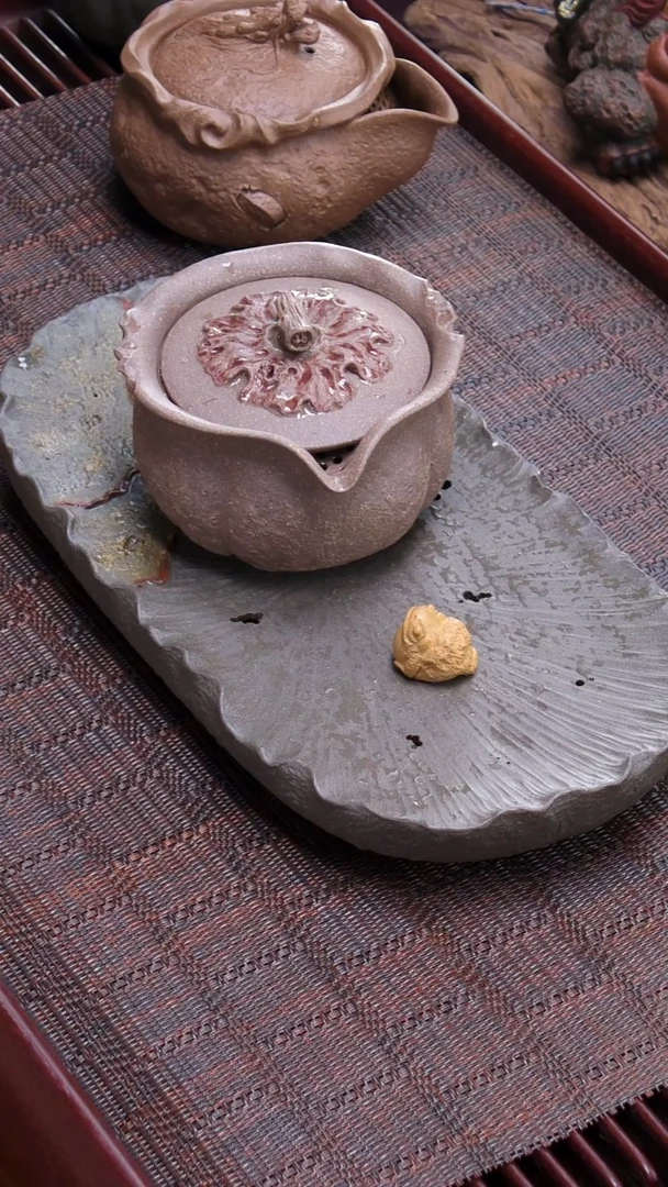 【闪购商品】紫砂组合张月《柿子手抓，金蟾栖荷壶承》（2件）