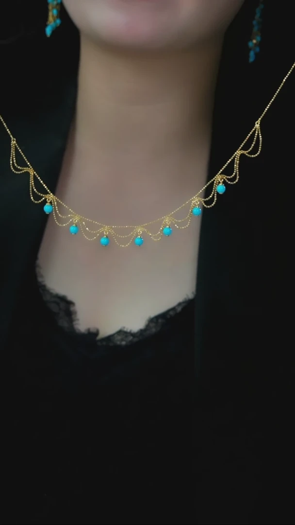 【闪购商品】绿松石项链银S925镶嵌发货一件