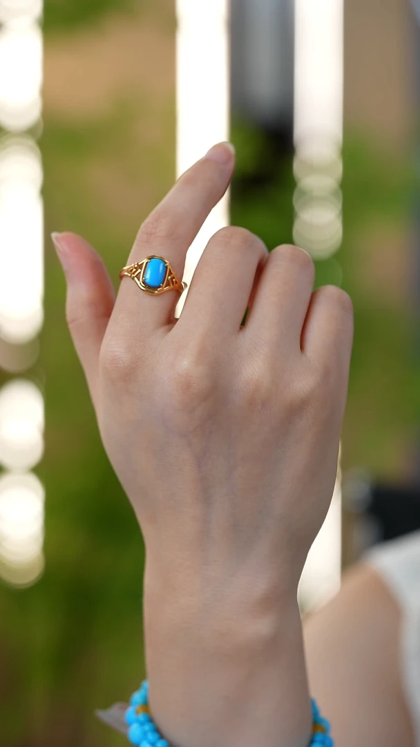 银S925镶嵌绿松石首饰戒指秒拍号2