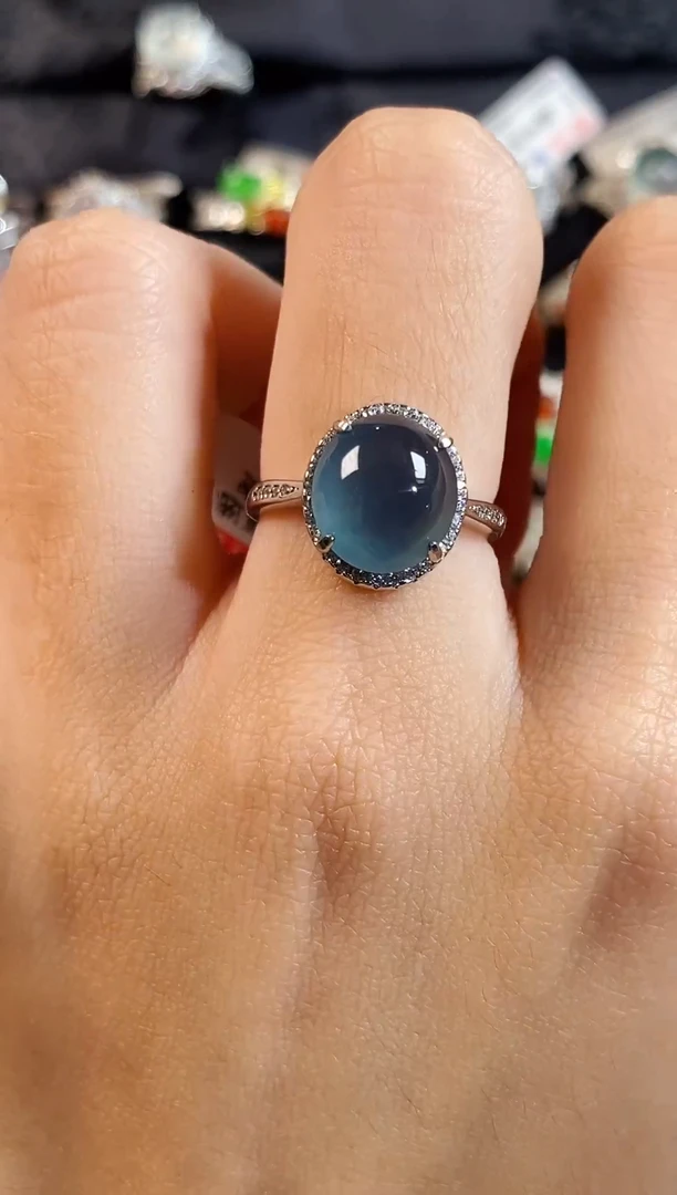 银S925镶嵌戒指翡翠天然A货翡翠55