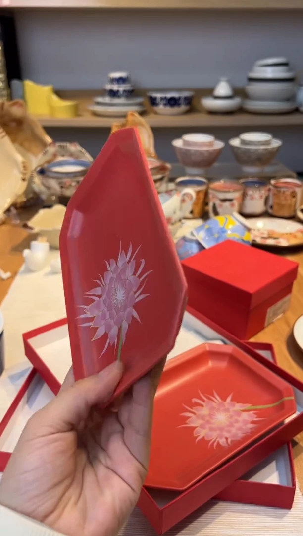 【闪购商品】盘月下美人　ペア八角焼皿（小）