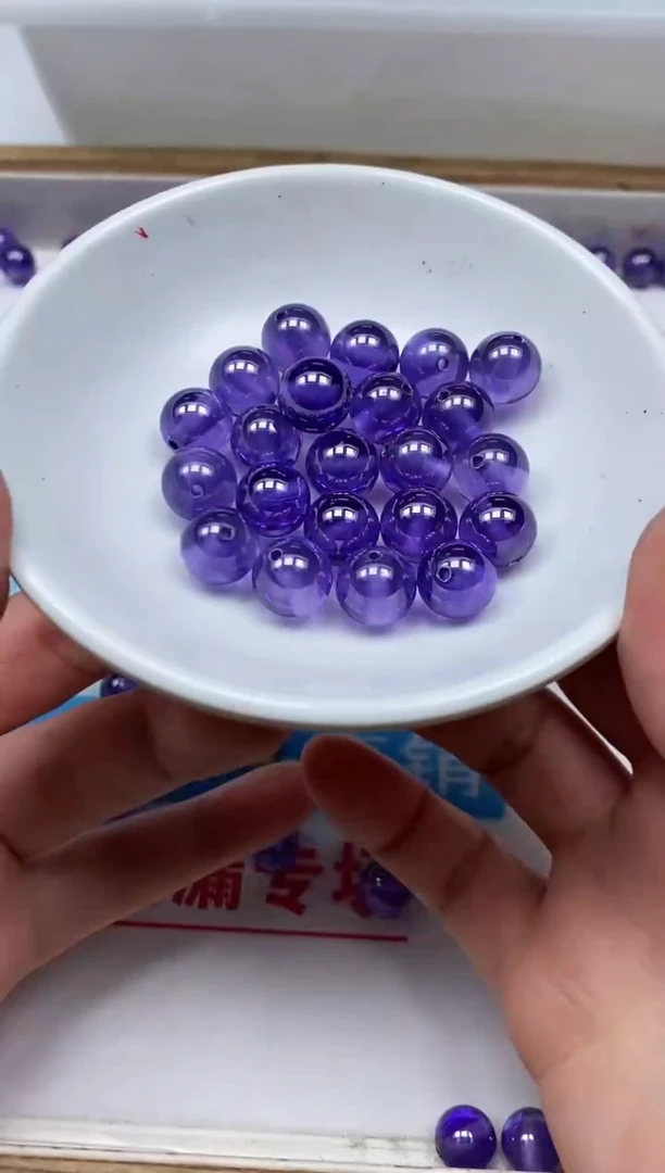 散珠天然锆石未镶嵌D343 深紫锆石10mm3个15元