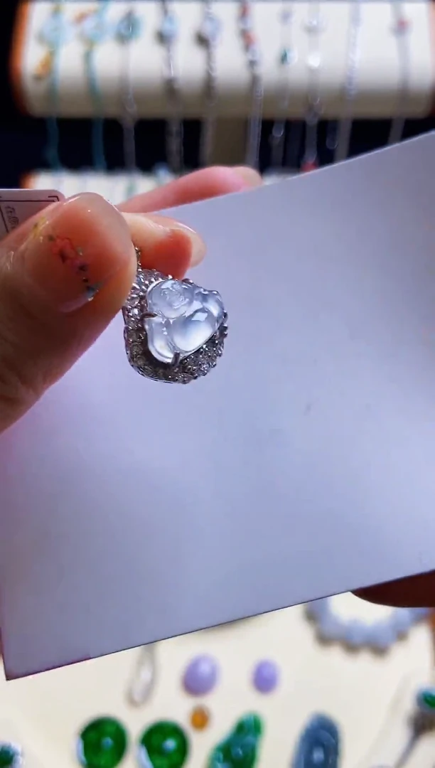 翡翠银S925镶嵌耳饰吊坠