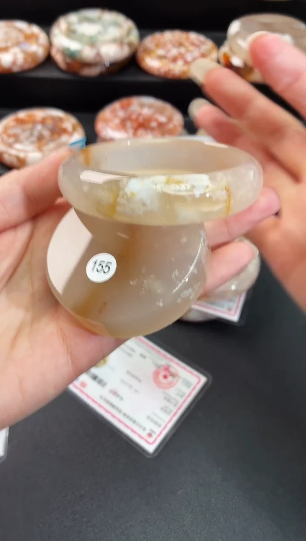 手镯玛瑙/玉髓未镶嵌石英质玉59圈58/59带(赠送镯心)