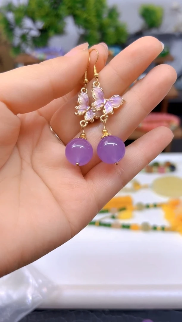 翡翠14K金镶嵌耳饰DIY款E737