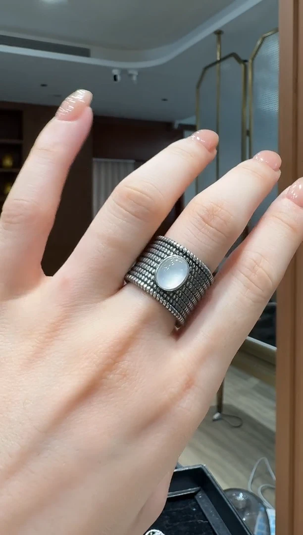 银S925镶嵌戒指翡翠银镶