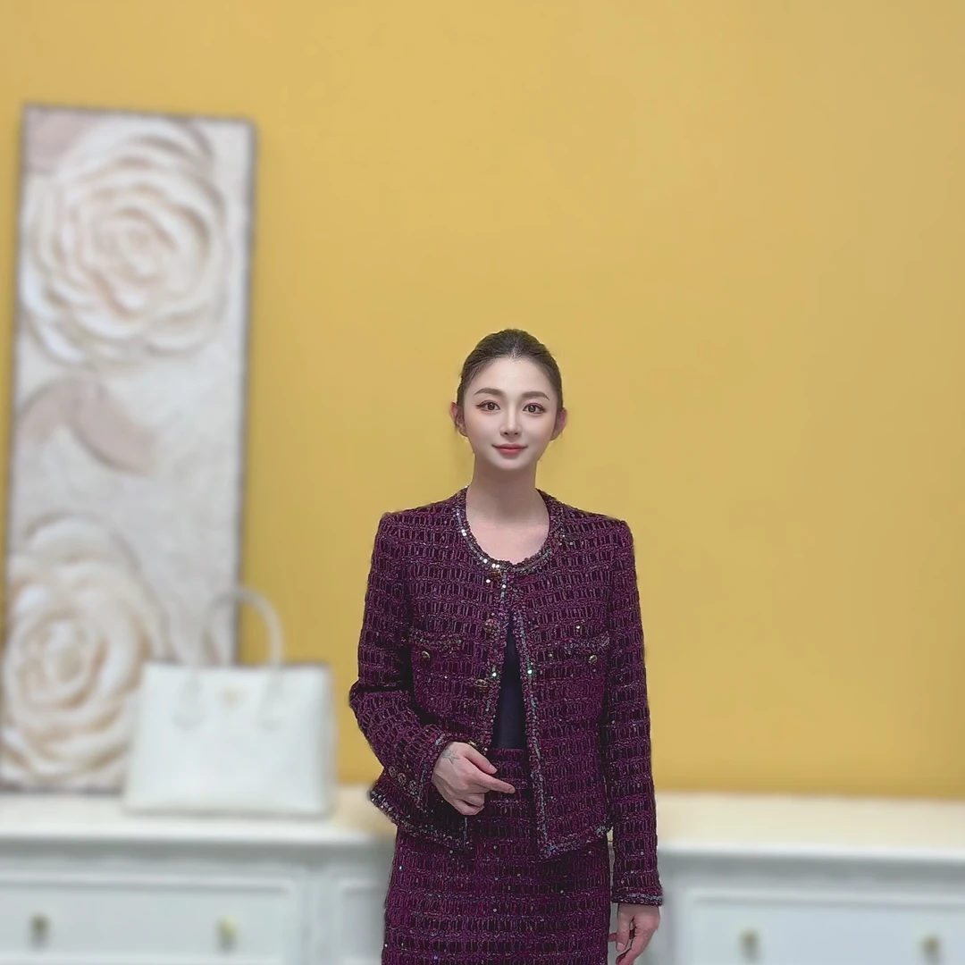 剀剀莉（毒药）新款红色轻奢定制圆领精致气质显瘦小香风外套