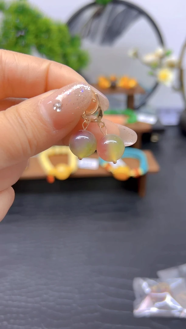 【闪购商品】碧玺猫眼耳饰14K金镶嵌耳饰E610