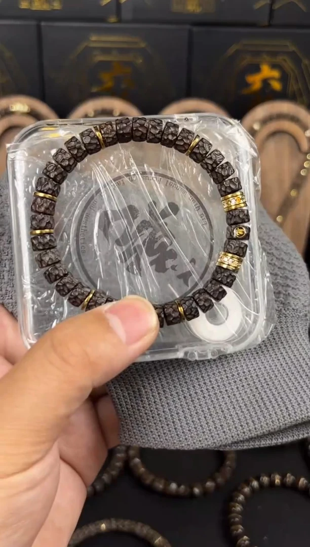 椰蒂手串原生态椰蒂刀痕无相8*5镶标满配款