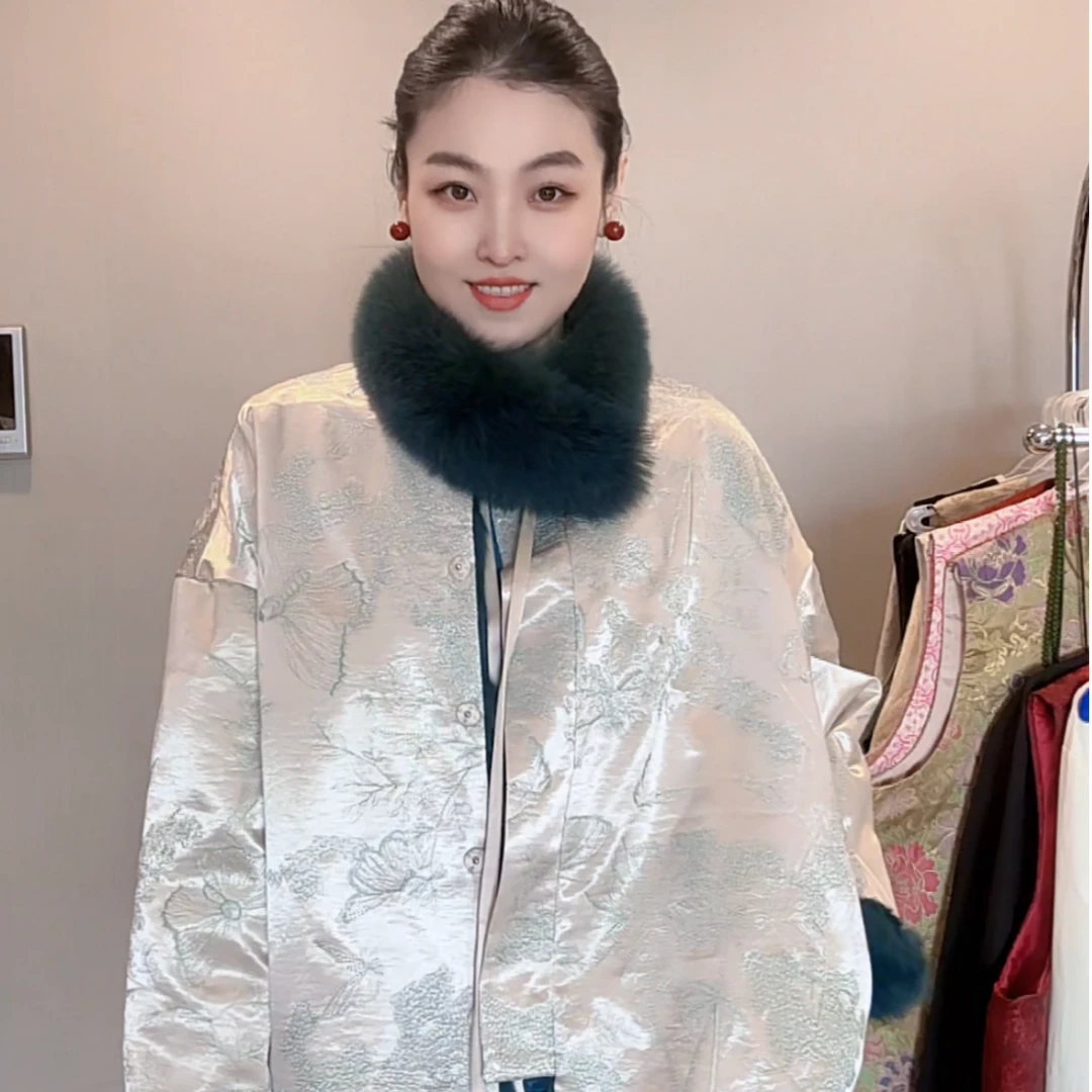 FF 3802｛花想容｝新中式重工金丝绣双面穿宽松加厚保暖国风外套