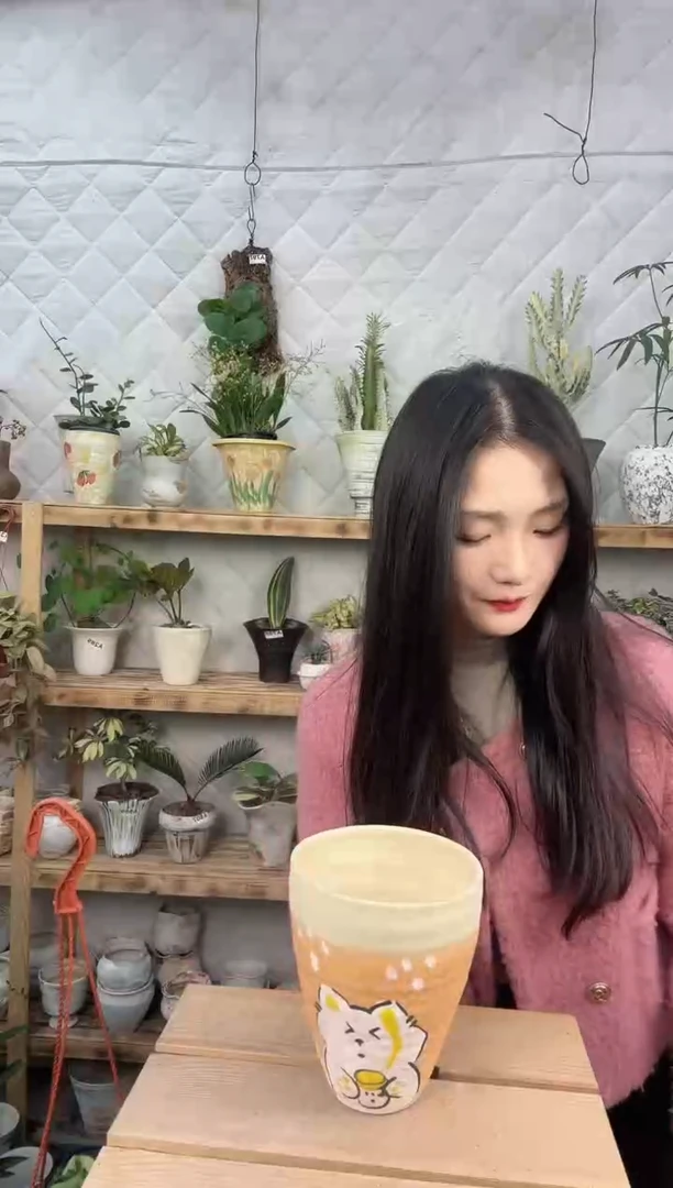 无花朵编号 820  景德镇手绘花盆12x15