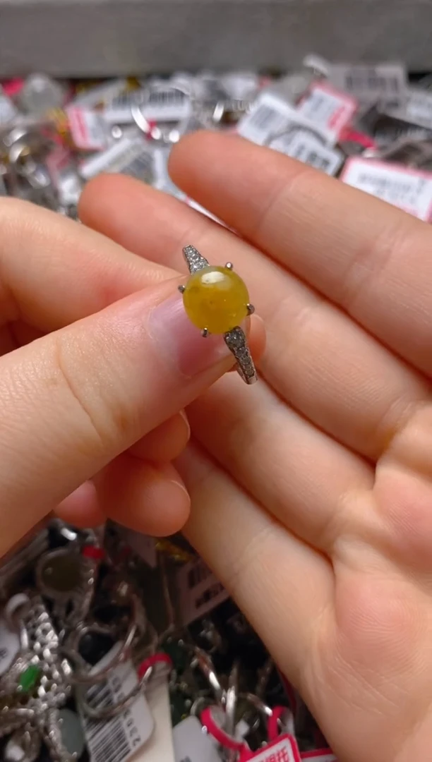 银S925镶嵌戒指翡翠百内无证书