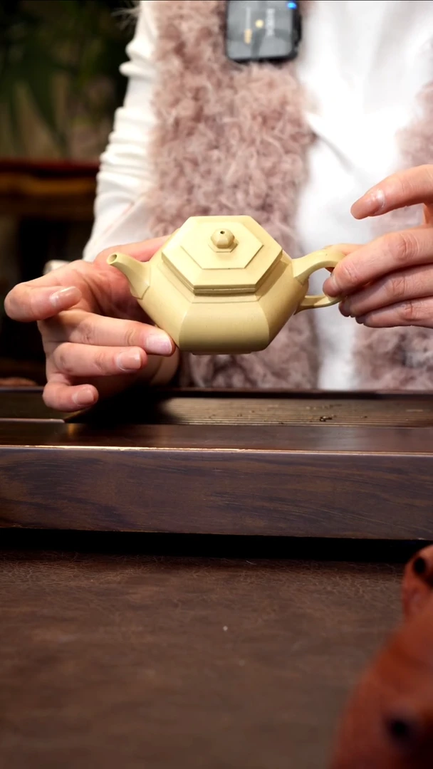 茶壶紫砂本绿全手六方雪华-150cc左右