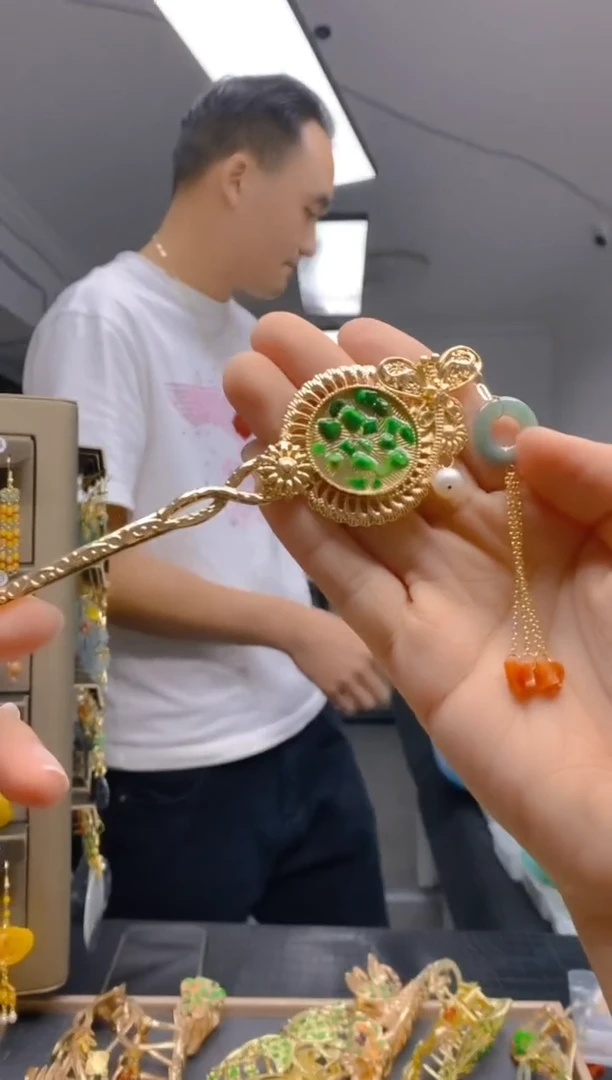 【闪购商品】翡翠耳饰合金0186翡翠发簪