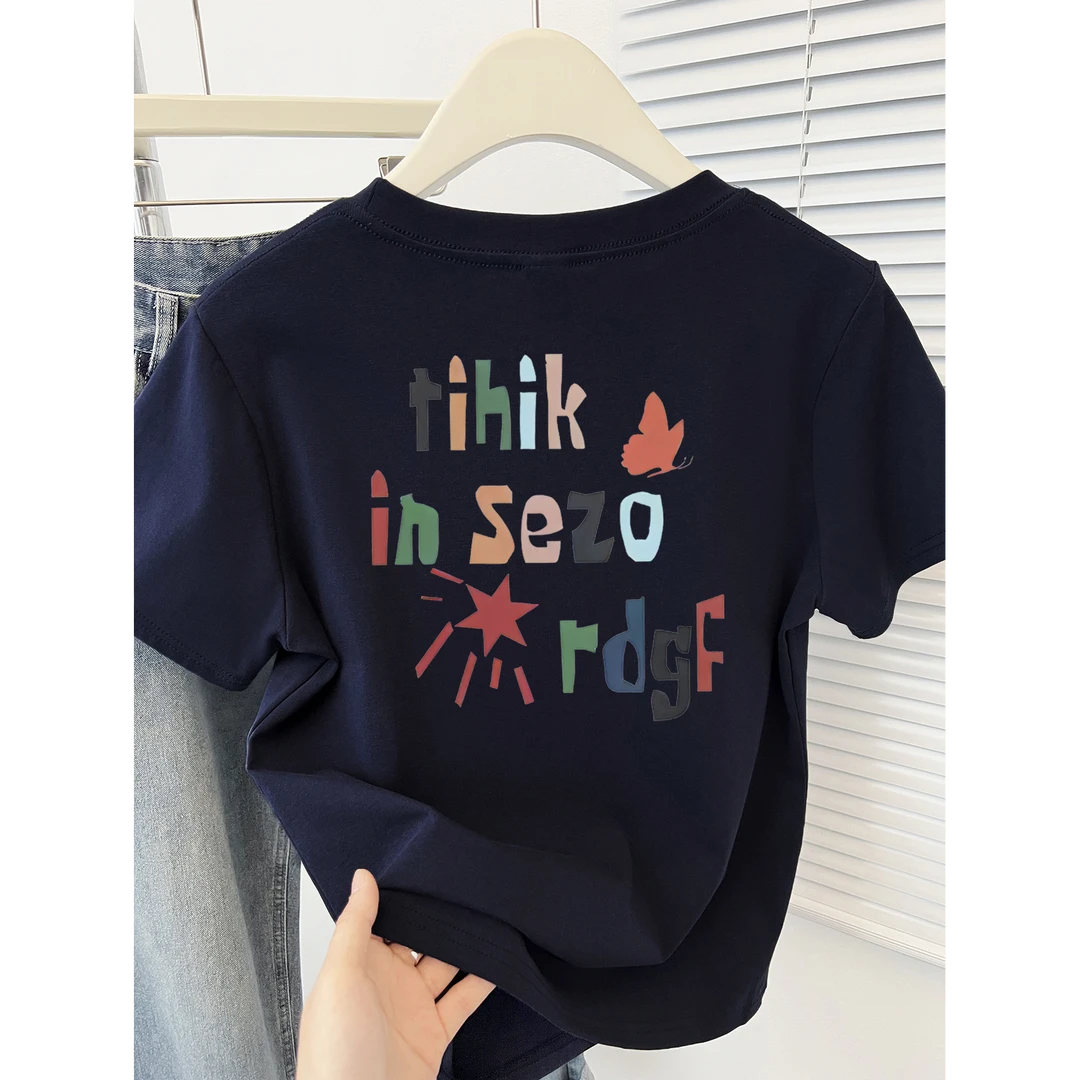 小个子时尚百搭正肩短袖女T恤2025夏季新款独特超好看短款上衣ins