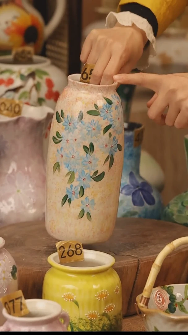陶瓷景德镇设计师手作花器摆件侘寂风@M658@