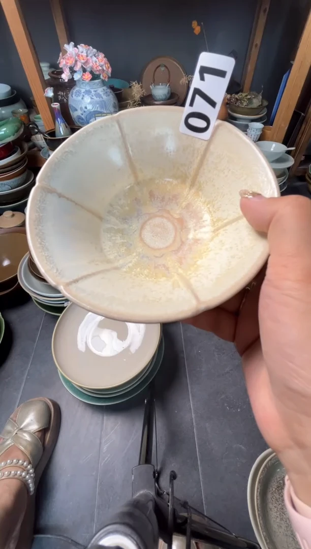 瓷片李*火071窑变花朵碗