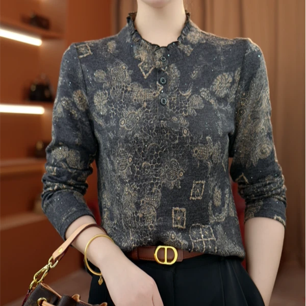 2026新款原版奢华品质打底衫时尚减龄衬衫加厚保暖绒衫JA177