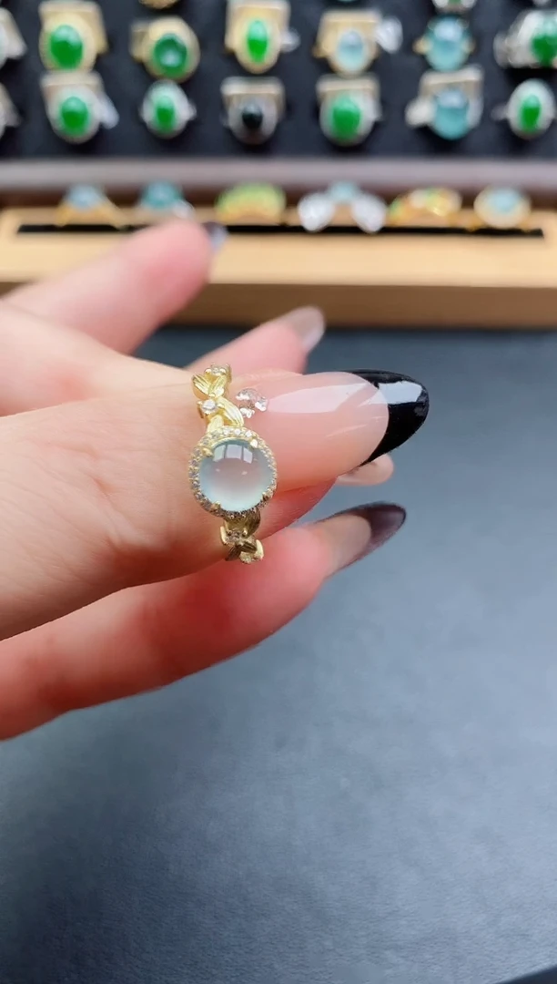 银S925镶嵌戒指翡翠1