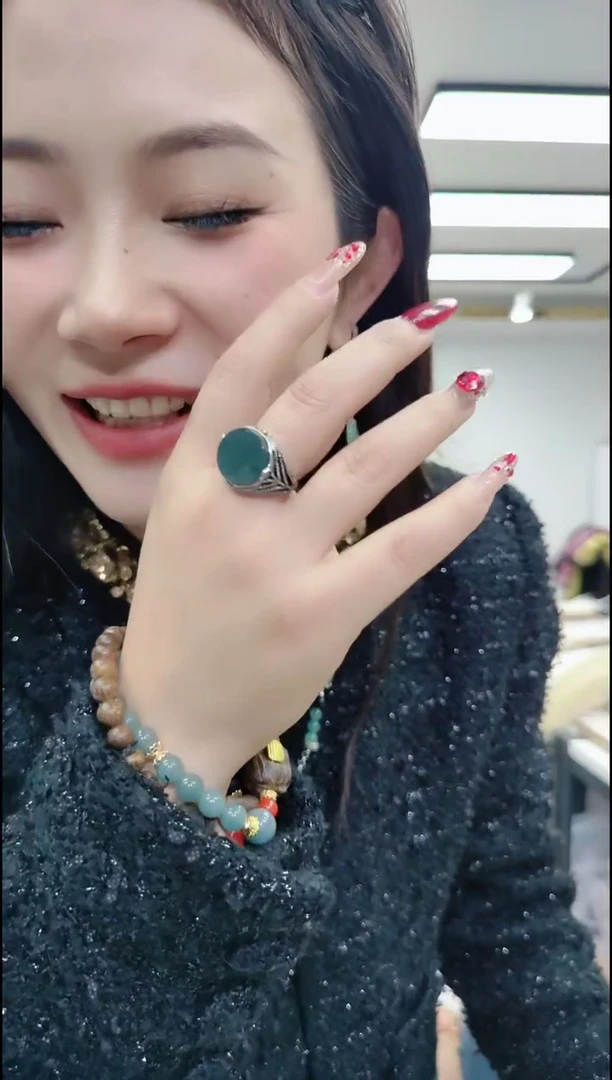 【闪购商品】翡翠戒指未镶嵌0621 蓝水圆牌戒指